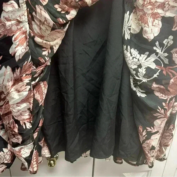 Asos Design Curve Floral Print Long Sleeve Satin Mini dress Size 14 NWOT - Picture 11 of 14